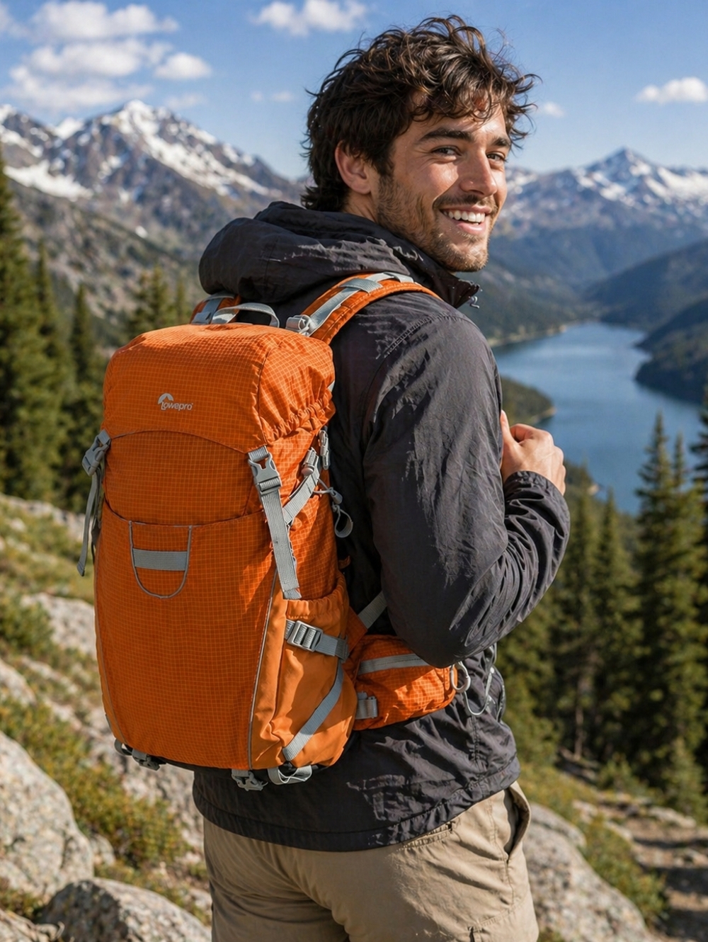 Lowepro PhotoSport 200 Camera Backpack Orange Ripstop Hiking Pack Padded Waist